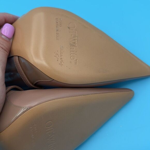 NEW-OFF-WHITE -Allenframe Slim Heel- Tan/Gold- Size 41 - Picture 13 of 15